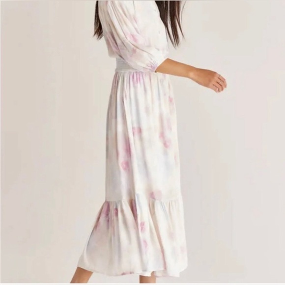 Z Supply Tanya Blurred watercolor button‎ front Maxi silk look Dress size medium - Picture 3 of 6